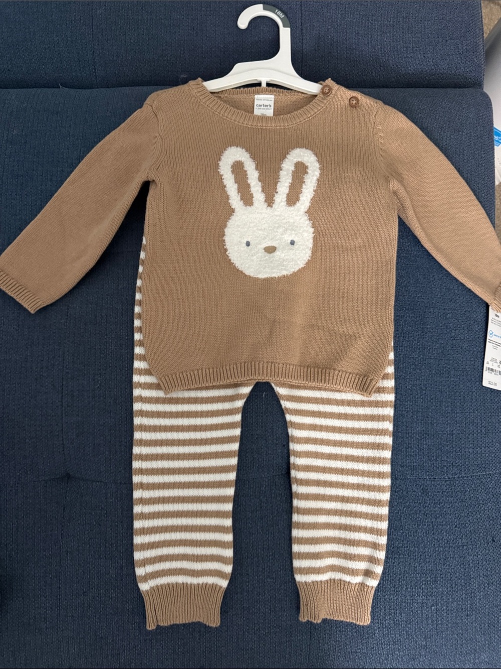 Carter’s Cozy Bunny Knit Sweater Set in Camel and Cream